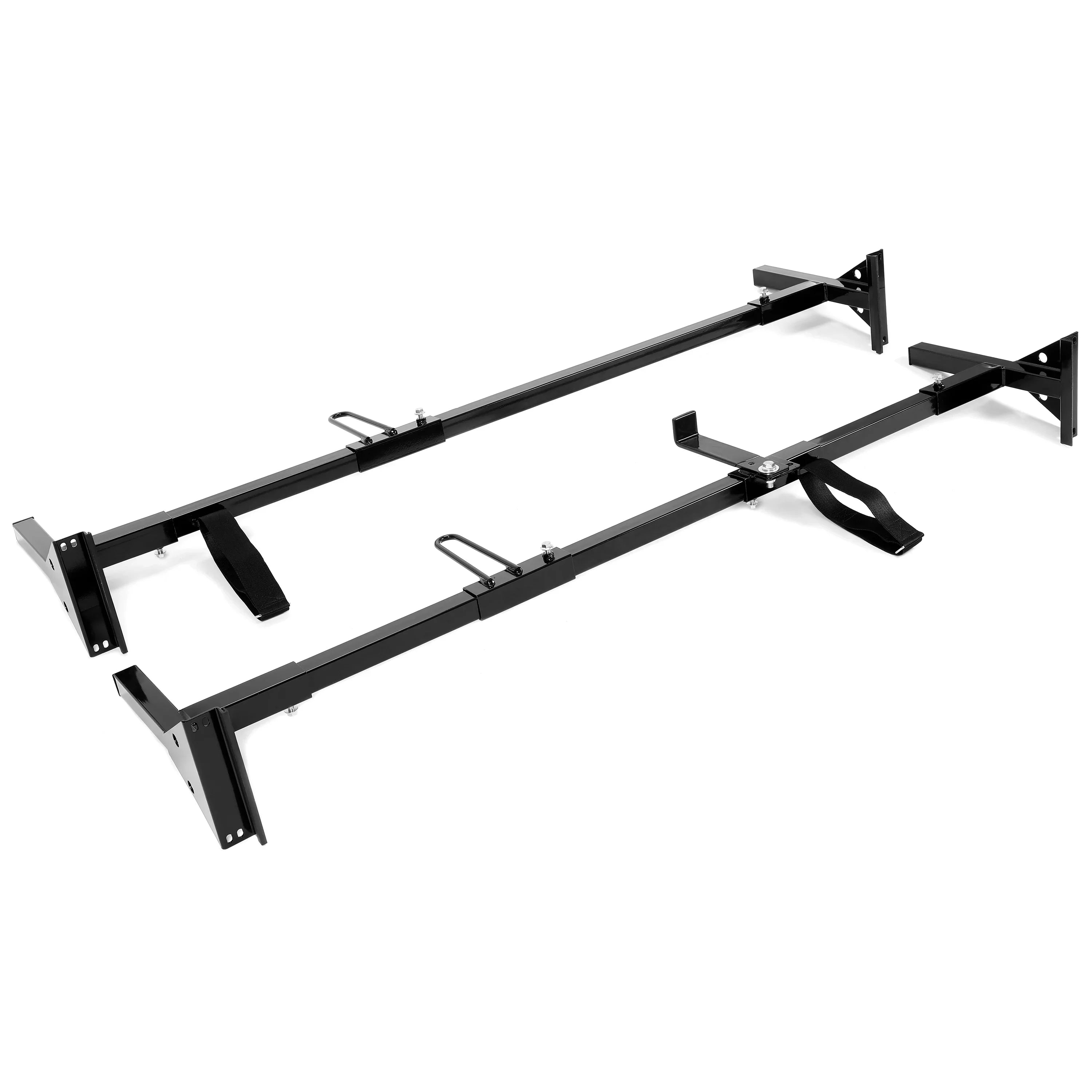 GMC Kojem Roof Rack Rack Vans 2 Universal Full-Size Ladders Carry Steel Bars Mount E-Series Adjustable Chevy Express Savana Ford for 68"-75"