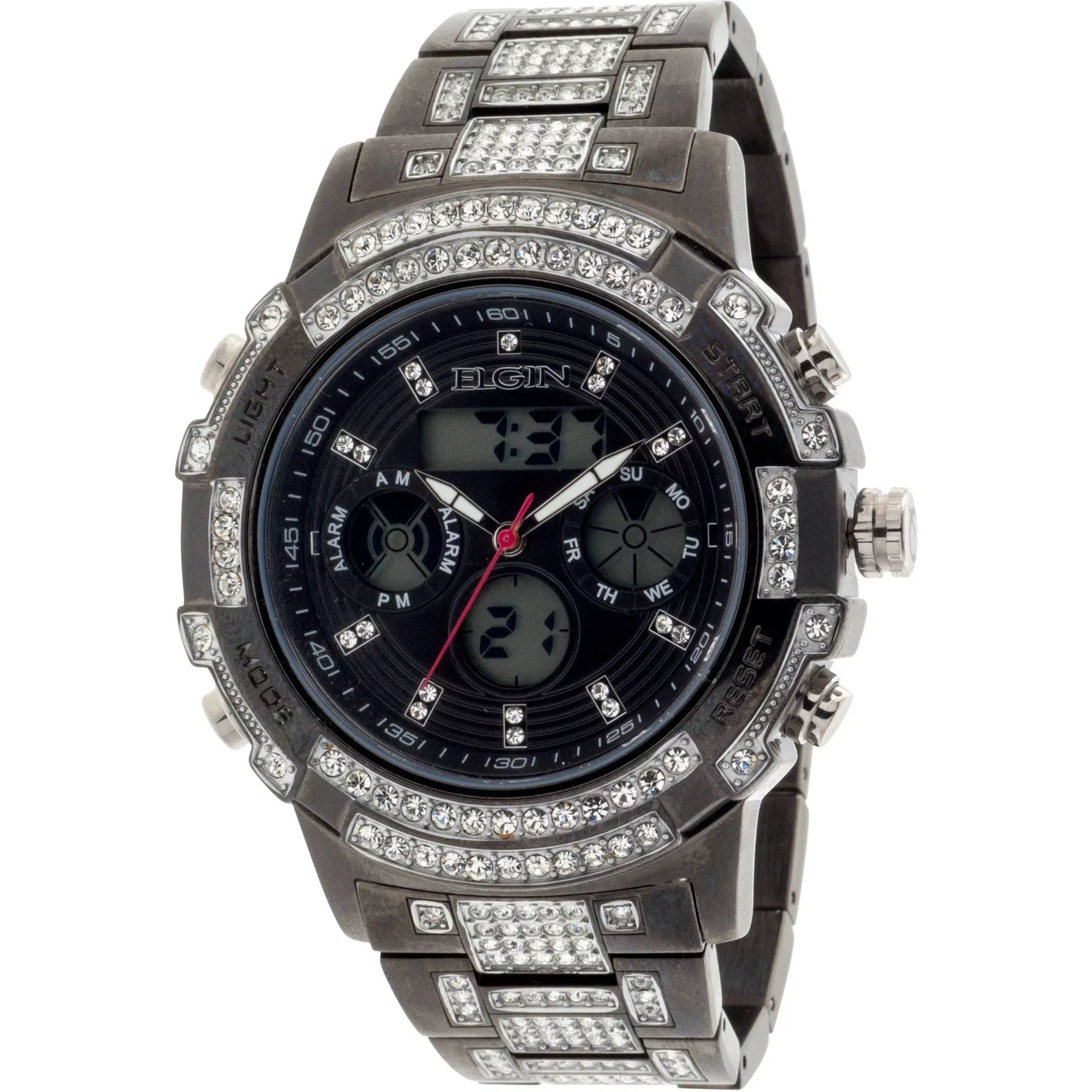 Male Watch Gun Adult with (FG160012GN) Metal in Crystals Analog Digital Elgin