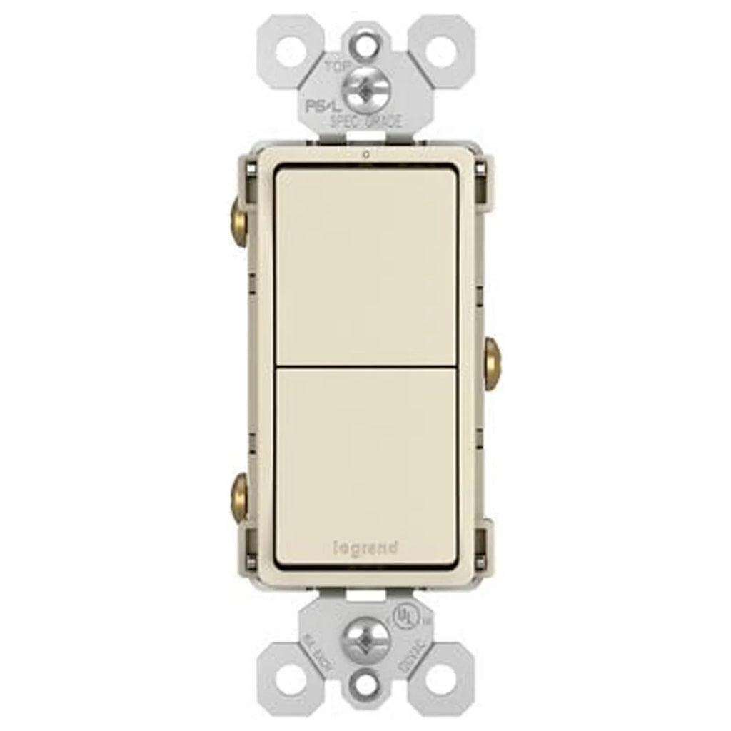 Quantity 6 - Radiant Pass 15A, Light Switch, RCD11LACC6 Seymour Legrand & 2 Single-Pole Almond