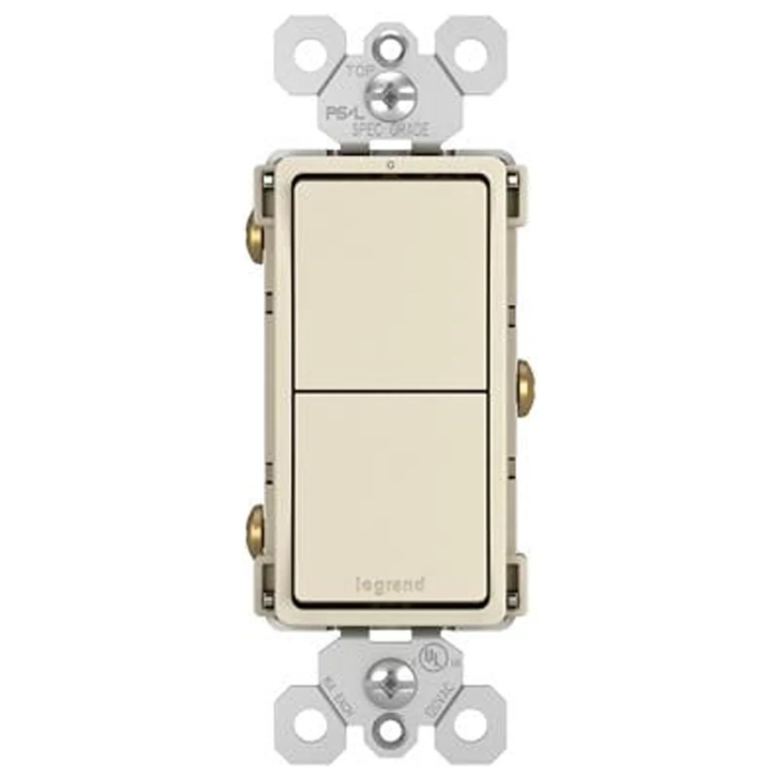 Quantity 6 - Radiant Pass 15A, Light Switch, RCD11LACC6 Seymour Legrand & 2 Single-Pole Almond