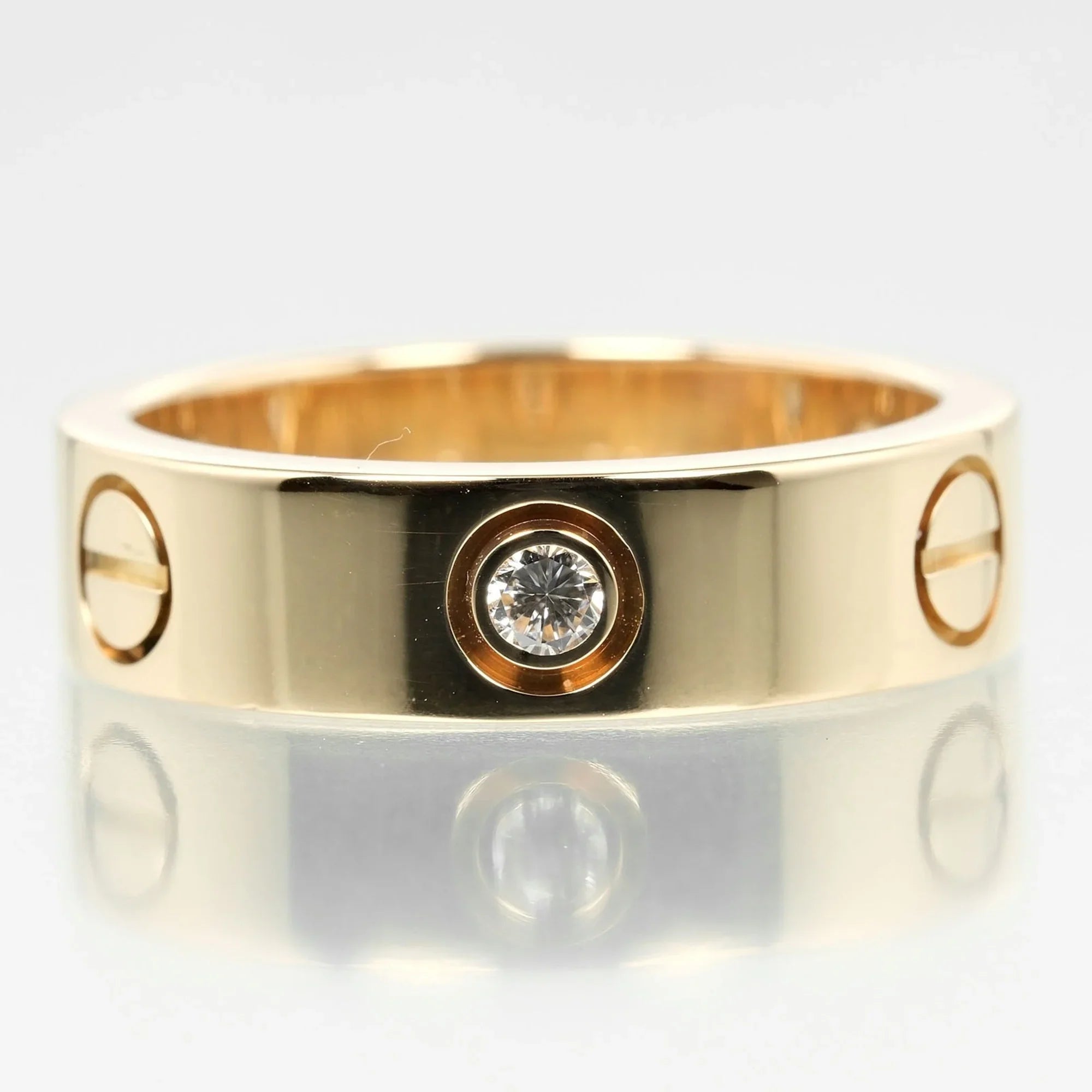 Love (Good) size 15 Pre-Owned diamond, half ring, approx. yellow K18 Cartier 3P, gold, 8.67g, I132124019