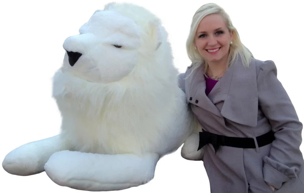 American in WHITE Stuffed the Inches Giant Made Lion USA America Soft Made 48