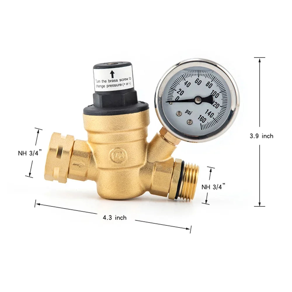 with Screened Durable Brass Inlet Filter Pressure RV System Valve Regulator Water for Plumbing Ideal Yabuy