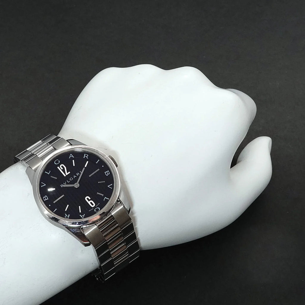 Pre-Owned Dial Quartz Bulgari Men's Black Watch Solotempo ST37S BVLGARI (Good)