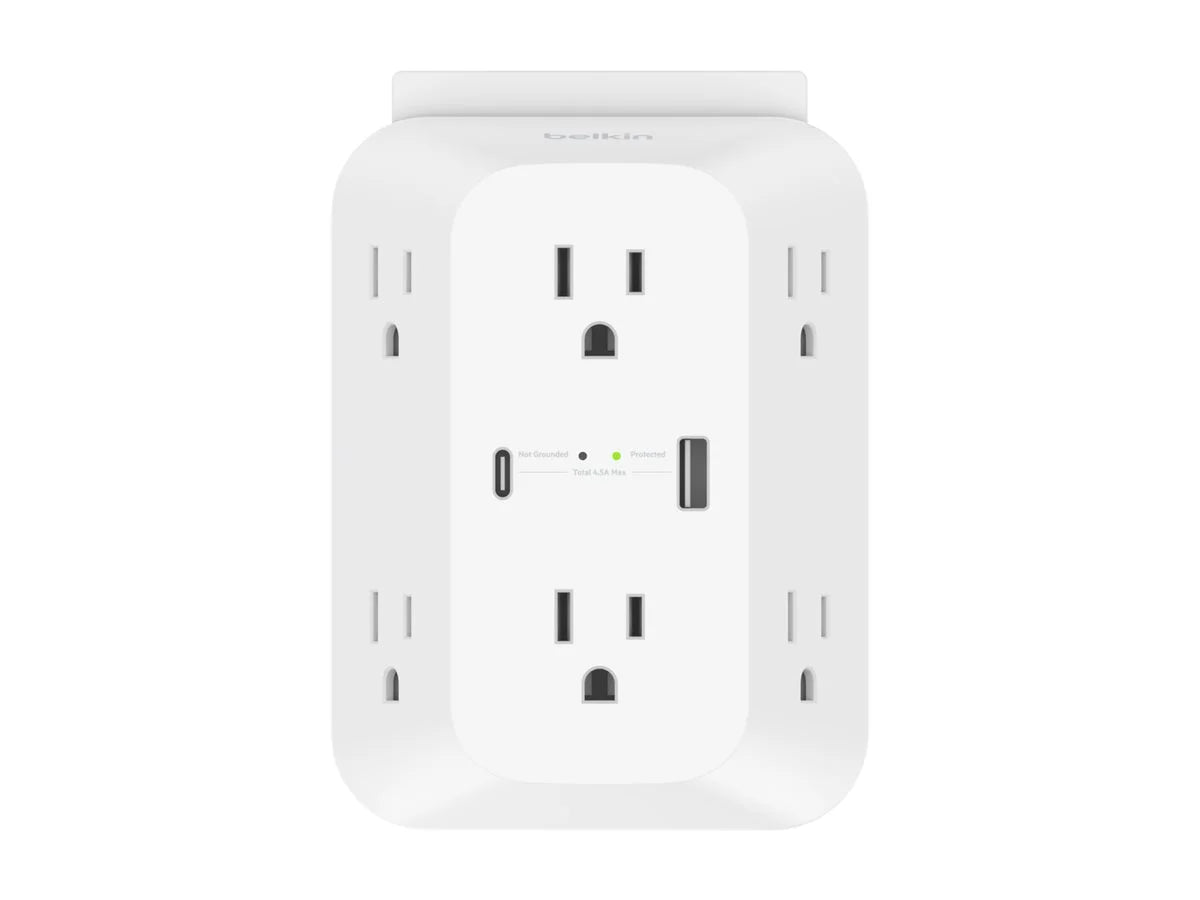 '- output connectors: mountable) Belkin AC 8 (wall Surge protector - -