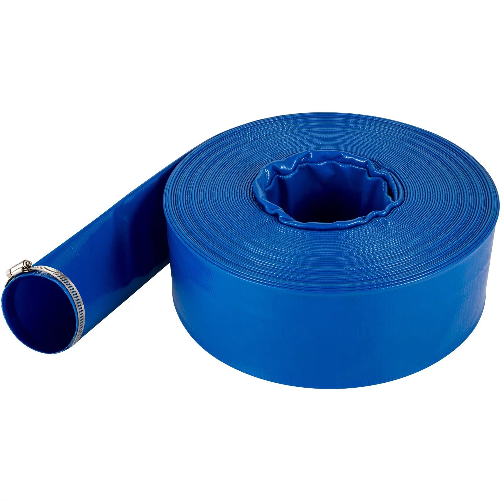 Water 1-12" Hose Drain Transfer, with Backwash & Heavy for Pool Discharge Hose, PVC Fabric 105', Hose, Blue & Duty Flat Weather-proof VEVOR x Burst-proof, Swimming Lay Ideal Clamps,