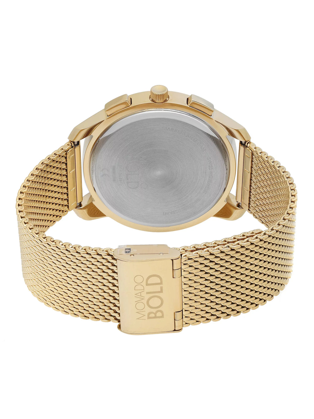 3600634 Bold Steel Champagne Thin Quartz Gold Watch Dial Movado Chronograph Tone