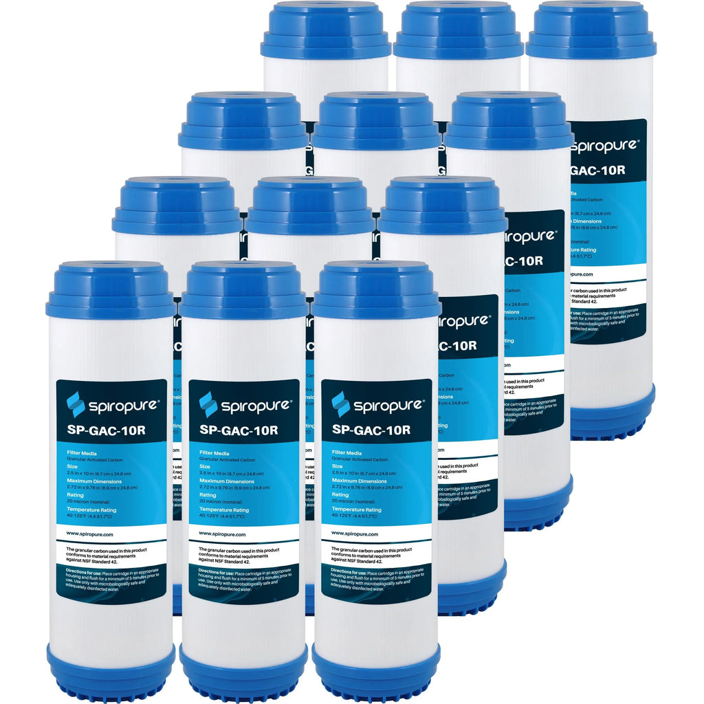 (GAC) Shell 12) Water Carbon Granular Micron Activated (Case CC-10 10x2.5 of Cartridge Filter 155155-43 SpiroPure Coconut SP-GAC-10R 20