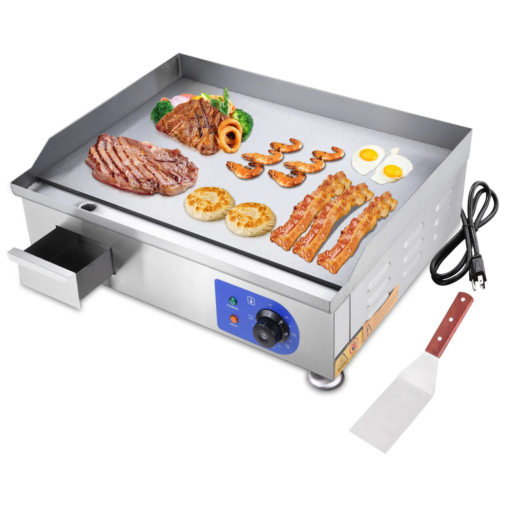 High-Powered Steel Electric Countertop Griddle Cook - Precision - Stainless with