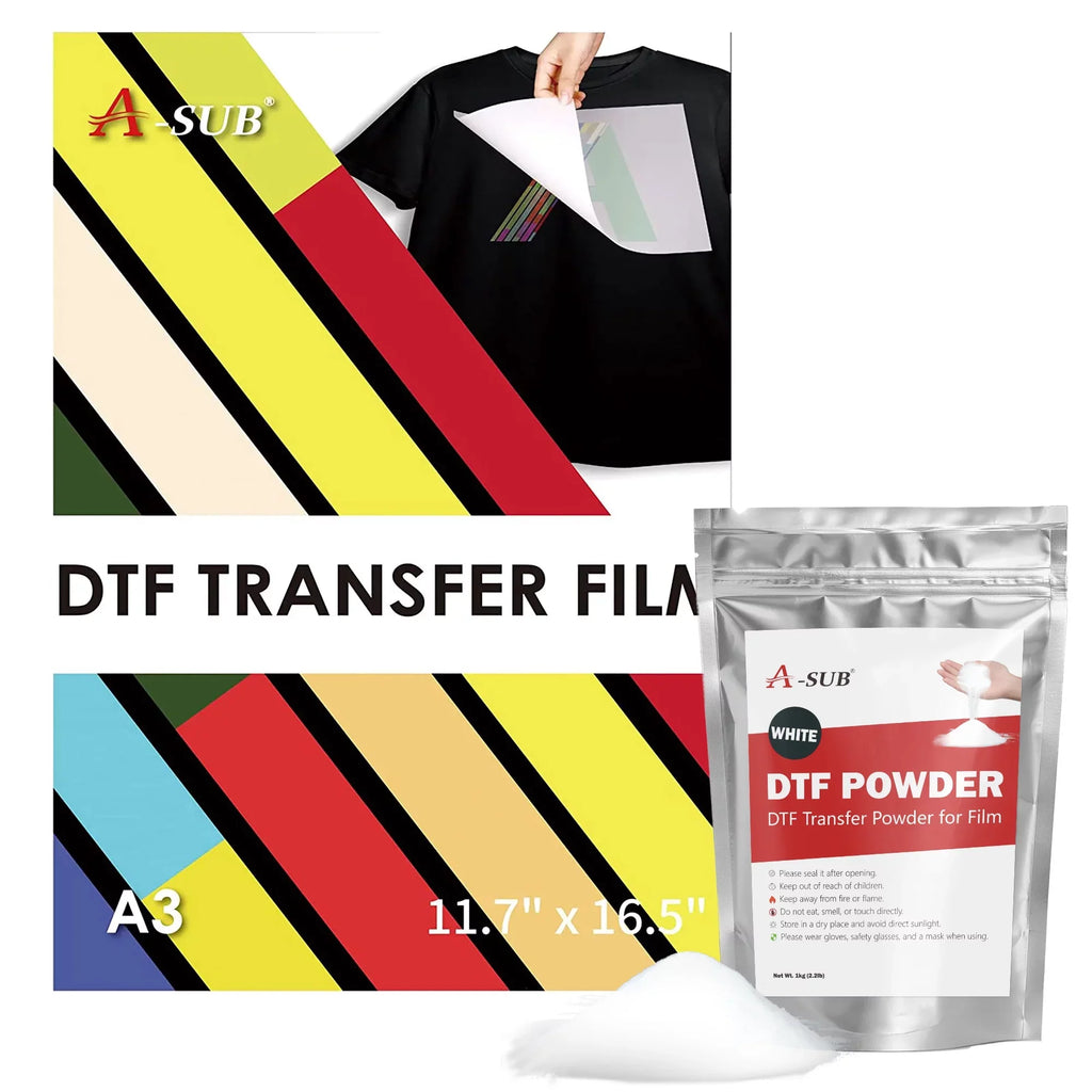 11.7"x16.5" Transfer Powder A-SUB DTF Film DTF Paper for Transfer A3 Film Clear Film Sublimation - Heat Powder DTF and and Dark/Light for Adhesive Fabrics Transfer