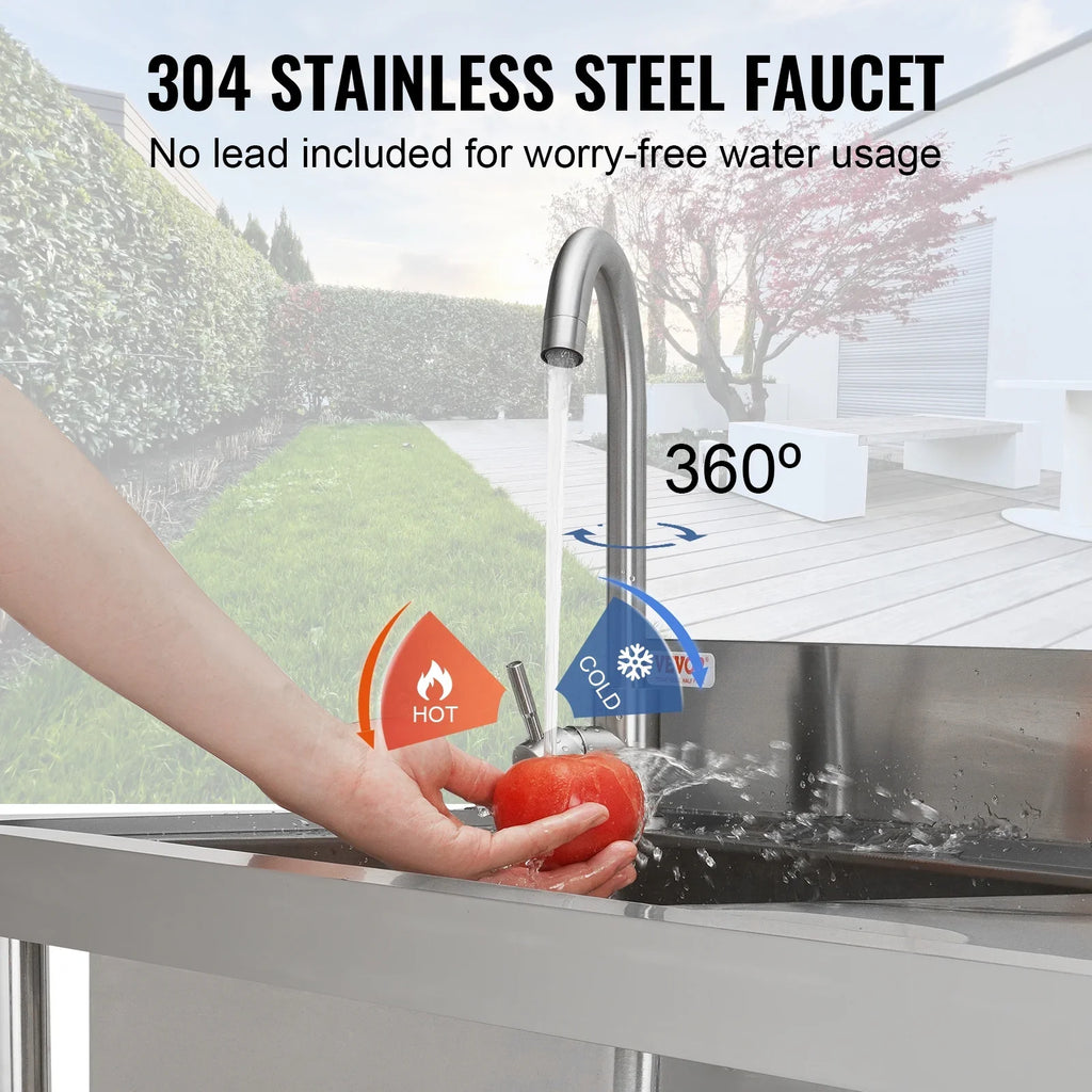 in Bowl BENTISM Utility Stainless Steel 47.2x19.7x37.4 w/Workbench Sink Single