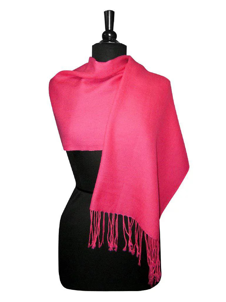 Wrap Fuchsia Biagio Color Wool Scarf Pink Hot Shawl Solid Pashmina 100% Womens