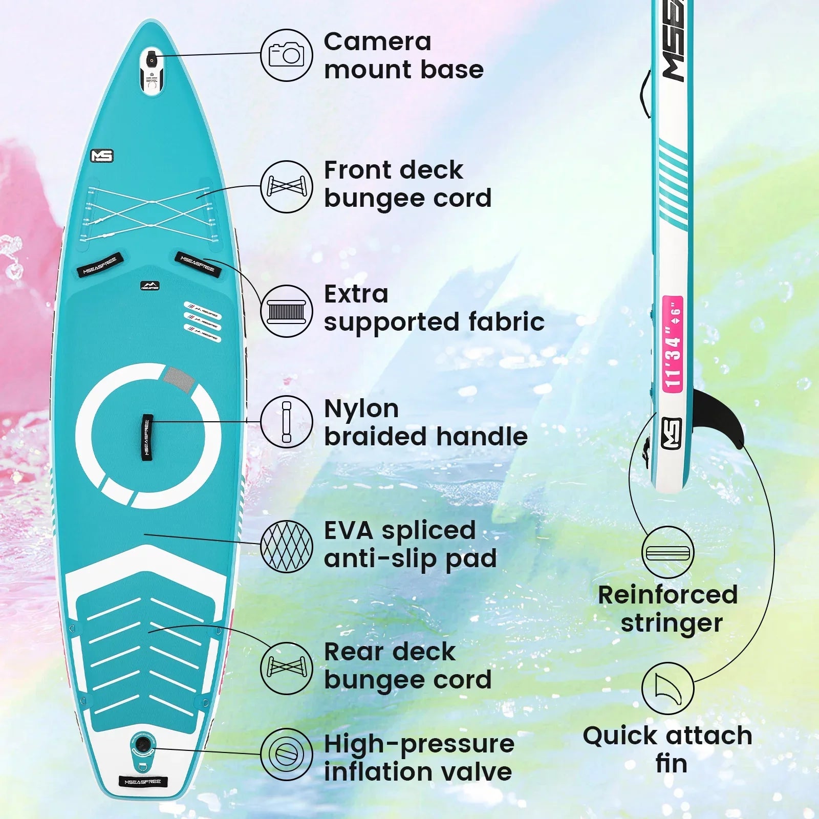 Up 11'x34"x6" Board With Inflatable Paddle Accessories Stand