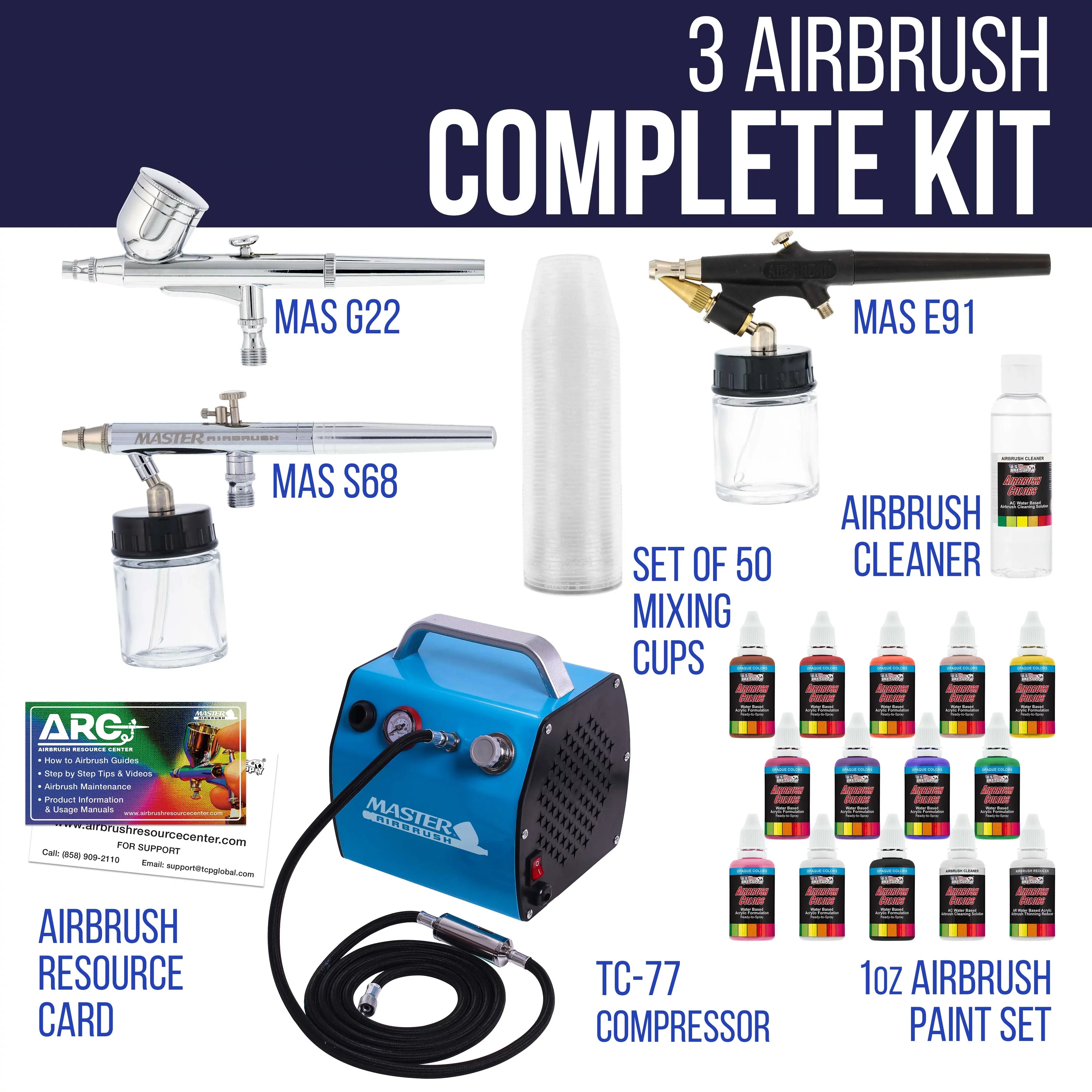 Compressor Kit Art Paint Airbrush Pro 3 Hobby Set Color Air System 12