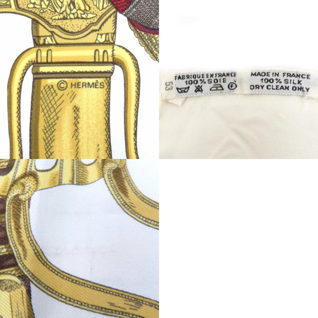 Silk Carre Scarf (Good) UNIFORME Off-White/Multicolor Hermes Pre-Owned 90 GRAND HERMES Ladies