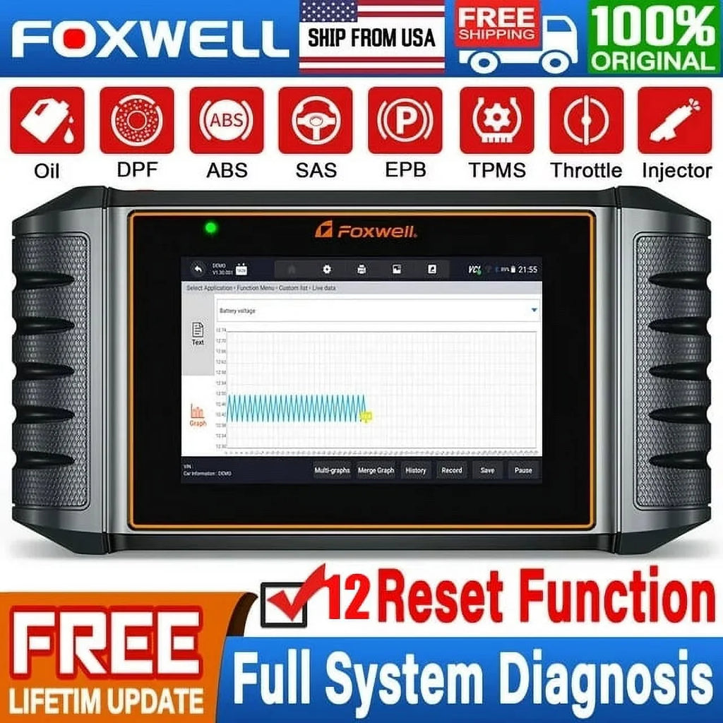 Systems Diagnostic Reader Scanner EPB Oil Calibration Throttle with Free SAS Services ABS Reset Foxwell Tool Update Car Maintainence All a Touchscreen NT726 12 5.5inch Bleeding Code OBD2