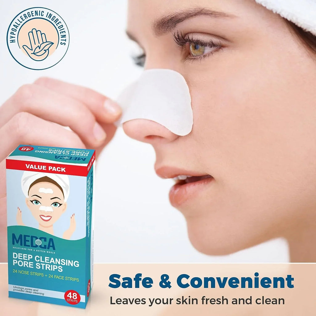48 Pack, Pore Cleansers Facial Strips Sensitive Cleansing Strips MEDca Combo Deep