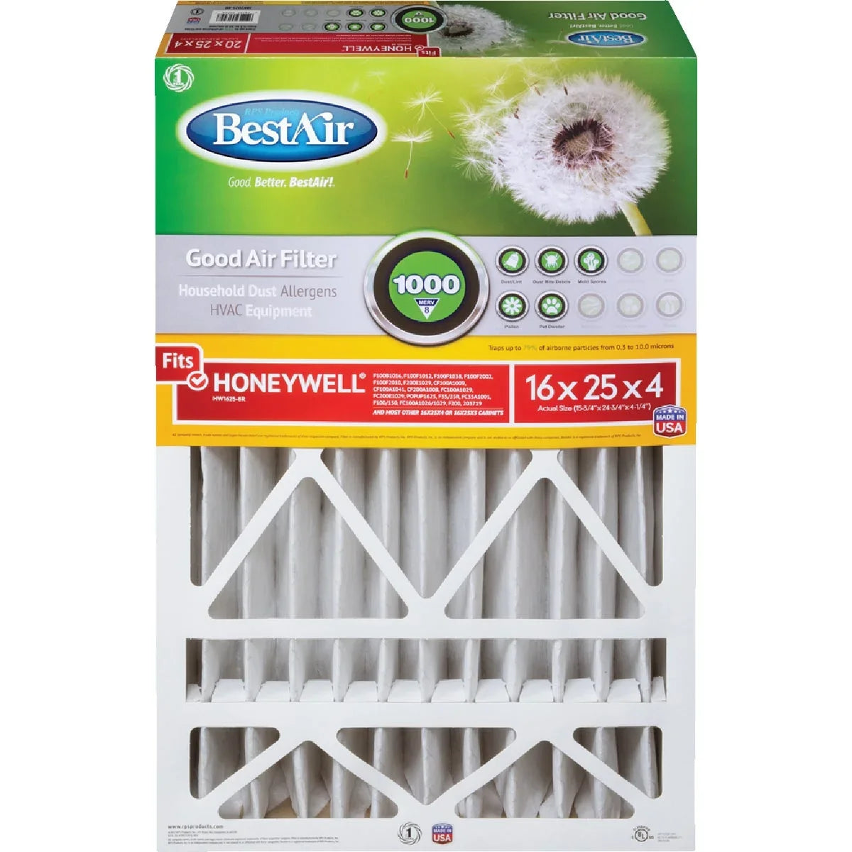 25 Filter MERV Furnace BestAir Deep Pleat 4 1 PK, x In. 16 In. Honeywell 8 x In.