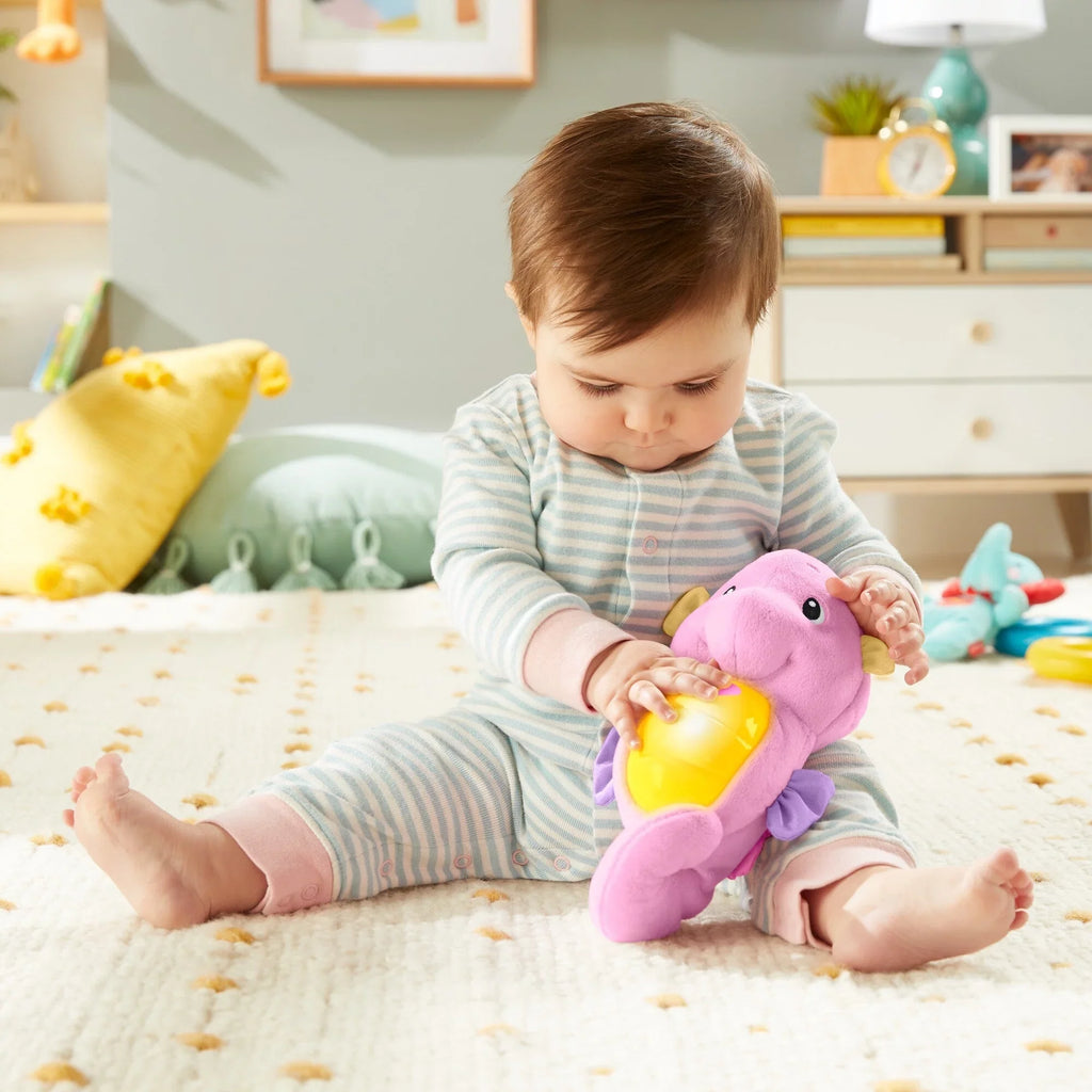 Plush Lights Ocean with for Toy and Seahorse, Soothe Pink Music, Glow Fisher-Price Sounds Baby &