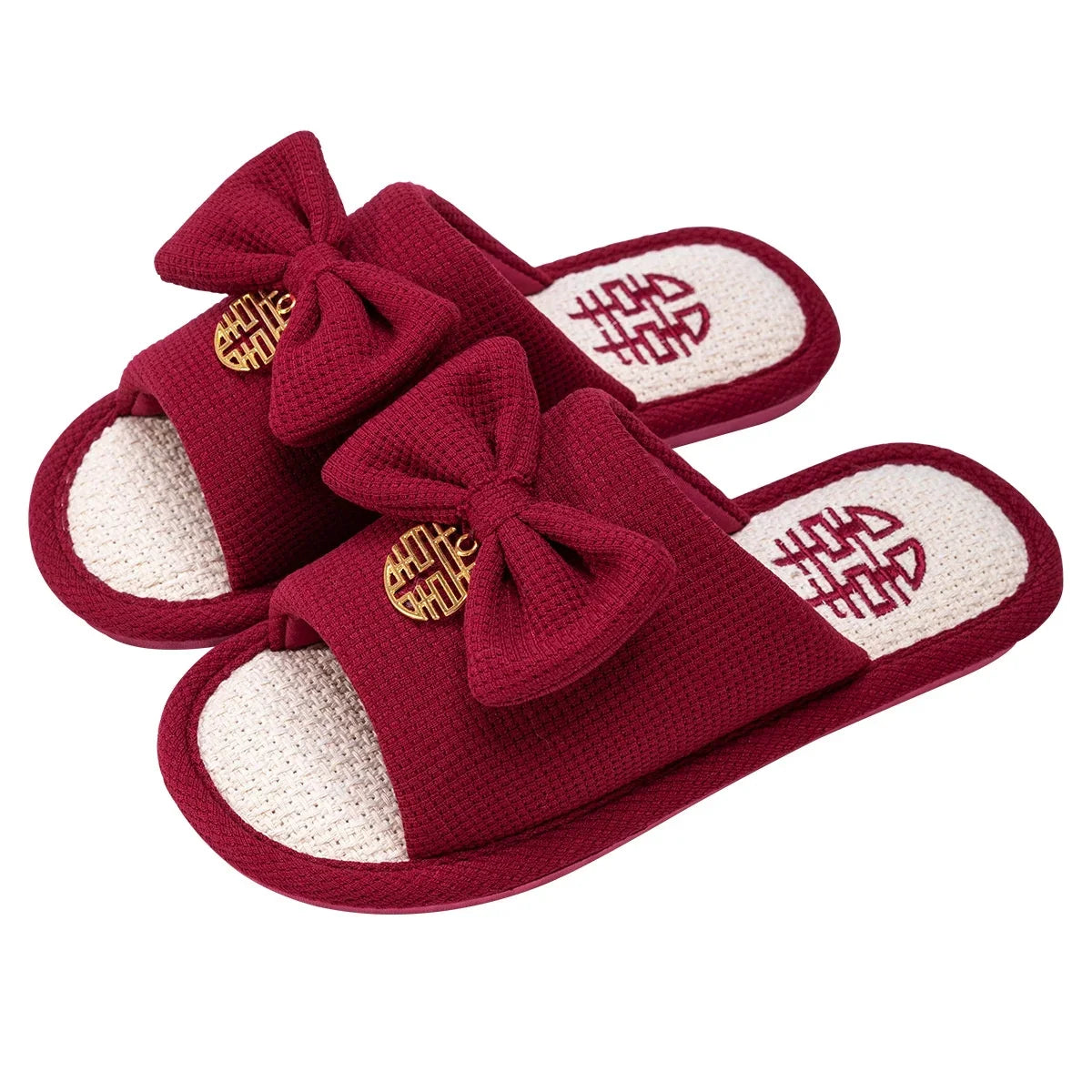 Pair Luxury Newly Wedding Festive Couple Groom To Accompany Married Light Bride Ladies Slippers Red Bride The Men And Of Shoes Bridal