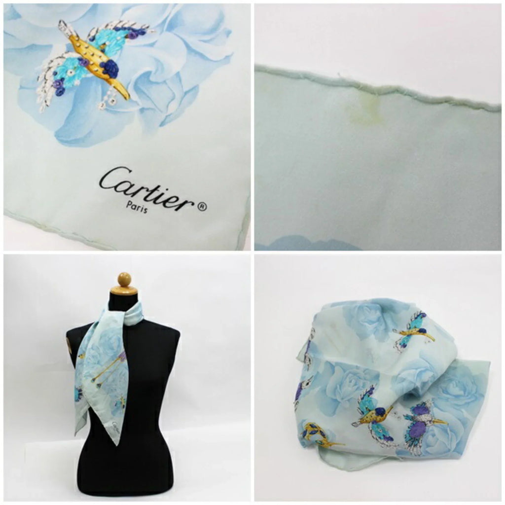 Pre-Owned pattern | bird Cartier (Good) scarf muffler Ladies silk
