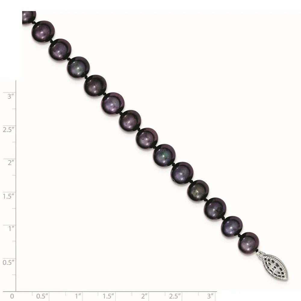 Silver Black 8-9mm for Women Pearl 7.25inch Fwc 925 Fine Sterling Bracelet Jewelry Auriga
