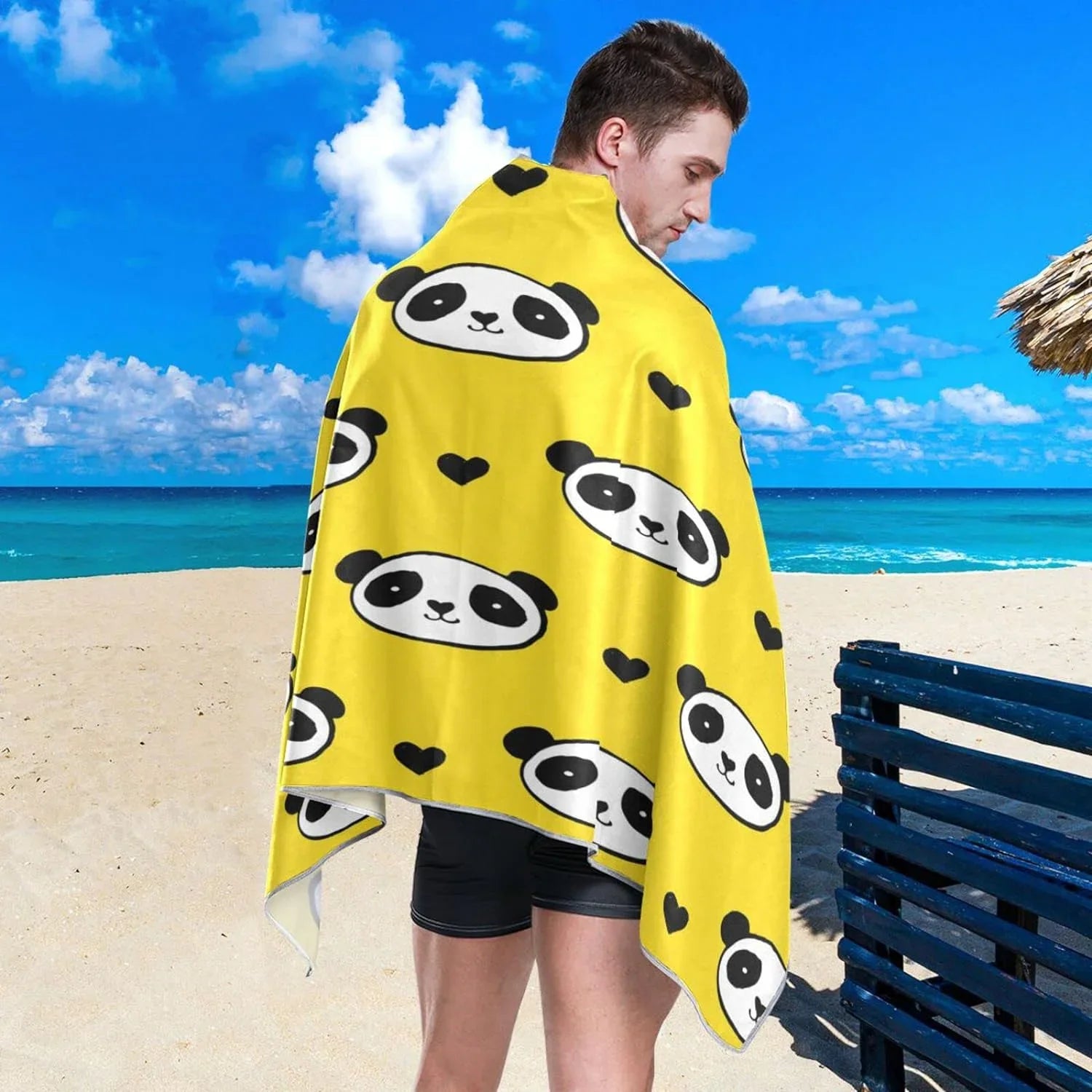 30¡±X60¡± Sand Bestwell Thin Panda Multipurpose Dry Towel Microfiber Towel Towel Swim Bath Lightweight Towel, Oversized Beach Yoga Free Pool Blanket, Quick Shower