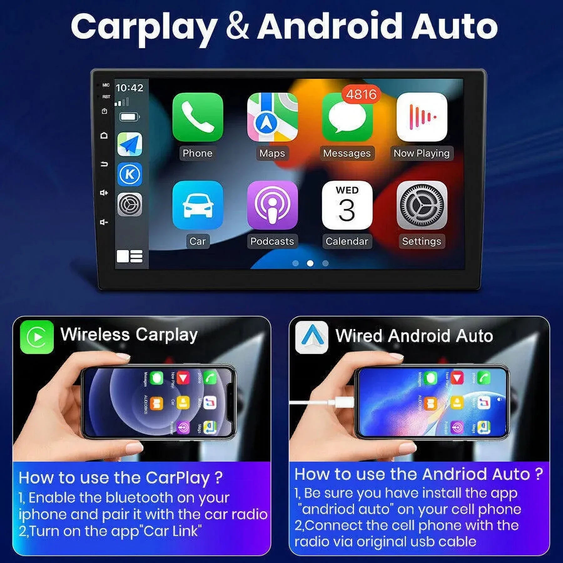Android Hifi, Honda 13 Wireless for Stereo to AHD Bluetooth 2007 Apple Mirror Backup Link Camera Accord Touchscreen Radio 2003 10.1'' Car Wifi Android GPS Carplay 2+32G Auto