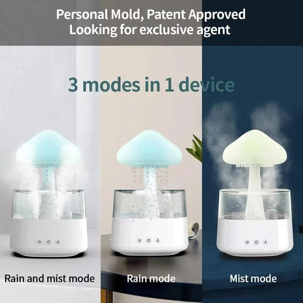 Sleep Fountain Aromatherapy 7 Mist, Cloud Diffuser CJC Drop Rain 450ml Colors Bedside Humidifier Light, Essential Water Desk Relax LED Oil