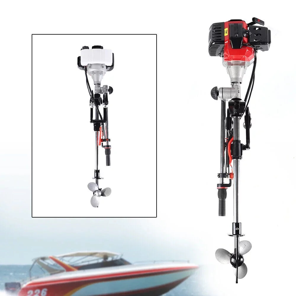 System Outboard Cooling 2.3HP Shaft Kayak 2Stroke Boat Engine Long W/Air Motor