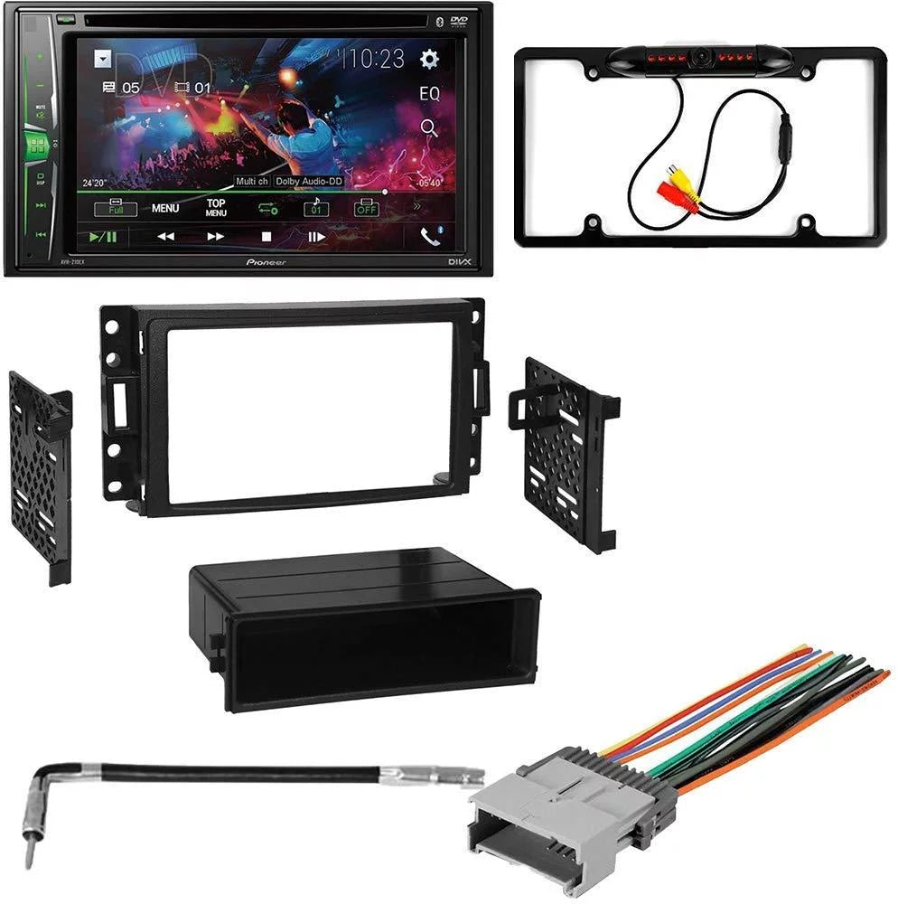 Double 6.2" Touchscreen Bundle DVD/CD Car Media AM/FM with for WVGA 2005-2008 DIN Kit/in-Dash Receiver Stereo Digital KIT4803 Chevy Pioneer Bluetooth/Backup W/ Camera/Installation Uplander