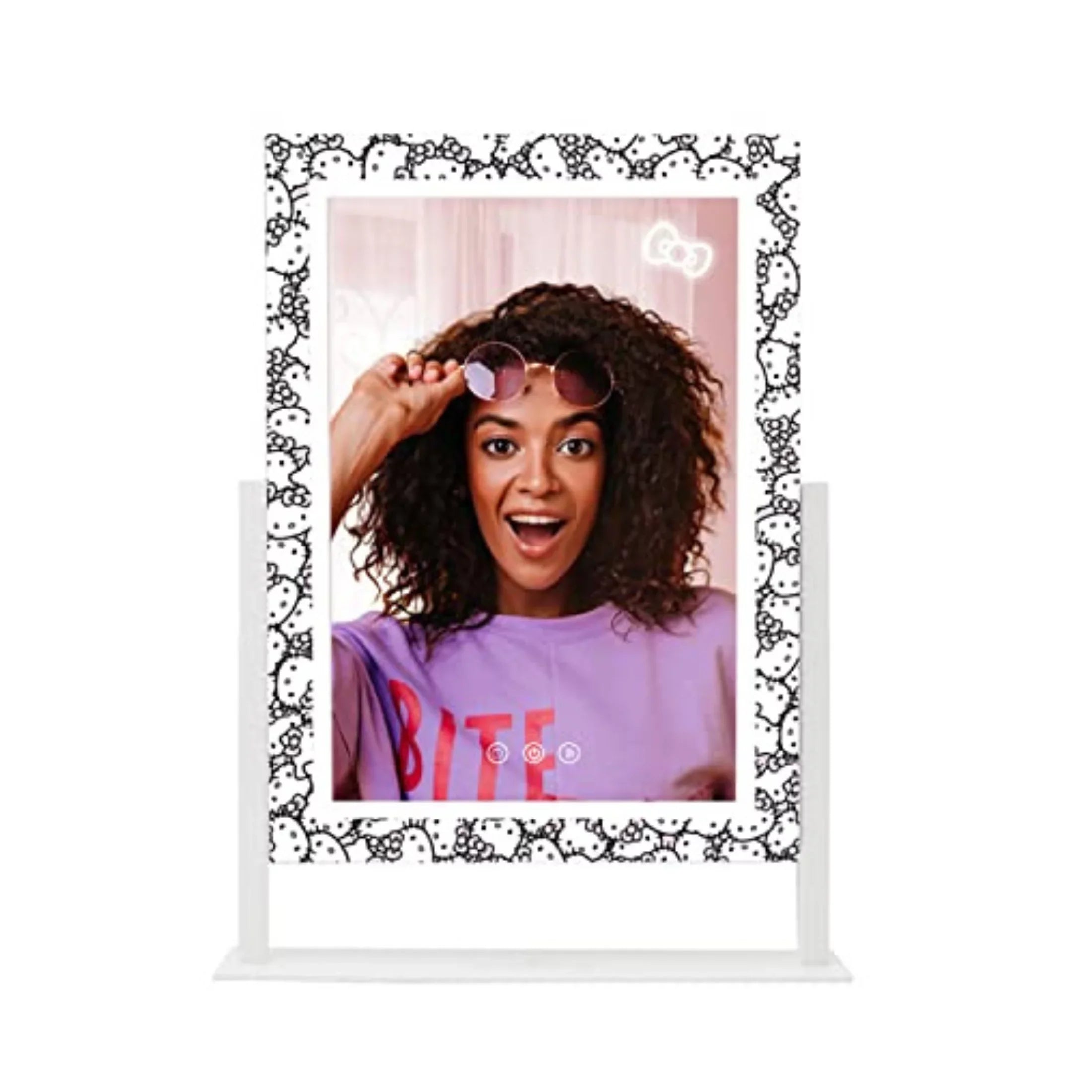 and 3X with Vanity Vanity Quality Degree Iron Frame Impressions Tone LED Mirror Swivel Mirror, Hello Lighted Lights Makeup (White) Mirror Tri and 360 with Cute Magnification, Kitty Touch
