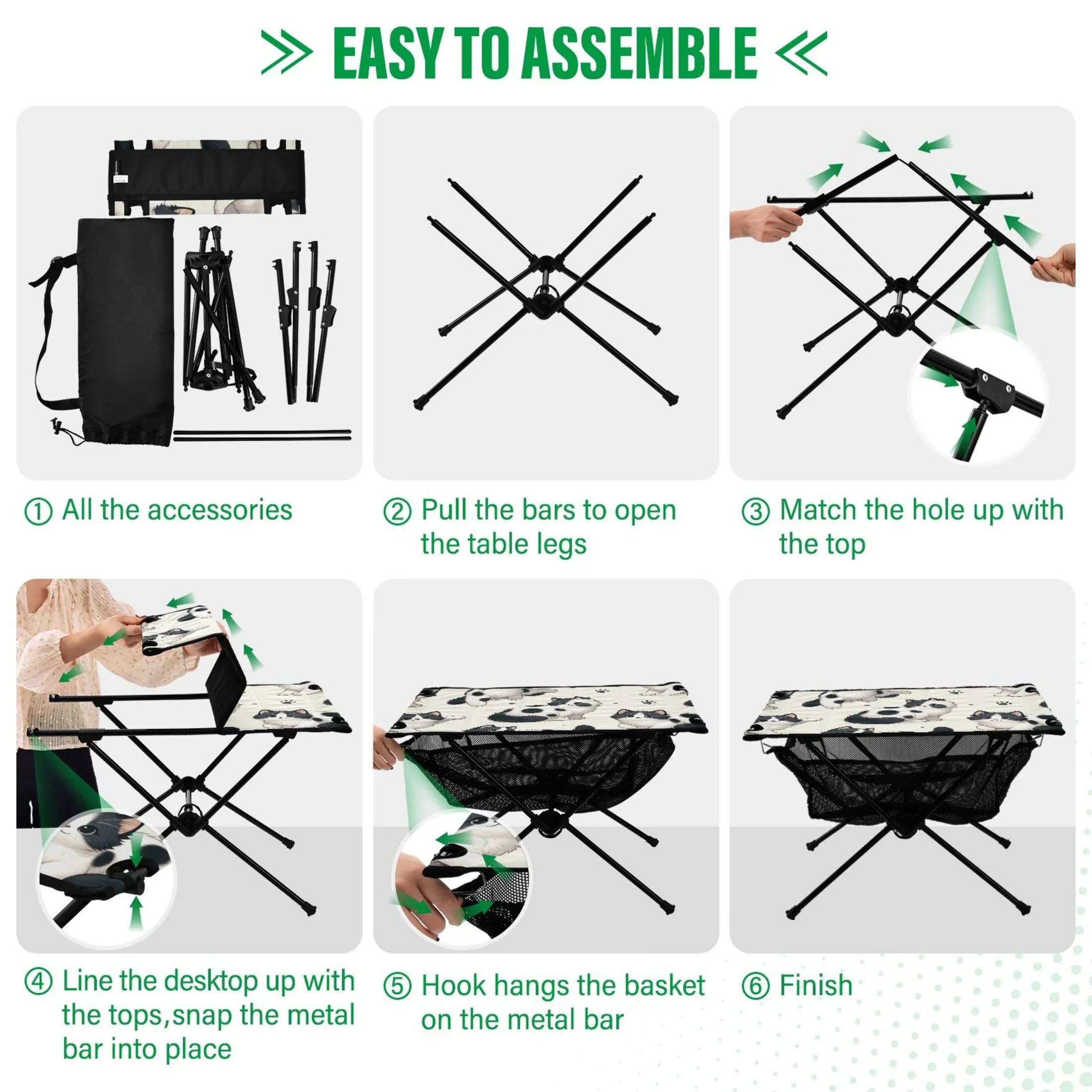 Folding Compact with Portable Outdoor Storage for Bag Cat Beach Travel Camping Table Footprint Table BBQ Fishing Table Cute Picnic