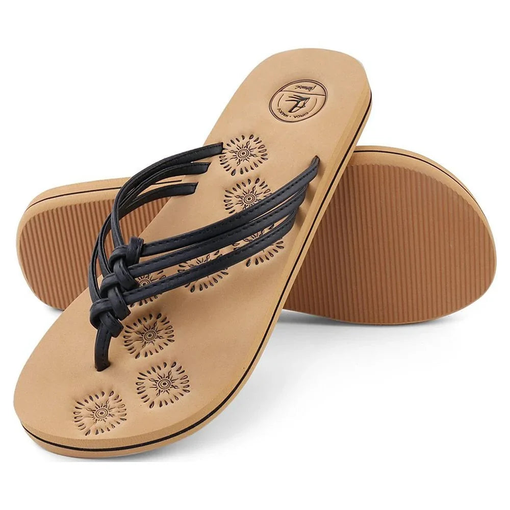 Walking Outdoor Life Casual Indoor or Flop AERUSI Flip Sandals (Black) Livi Women's