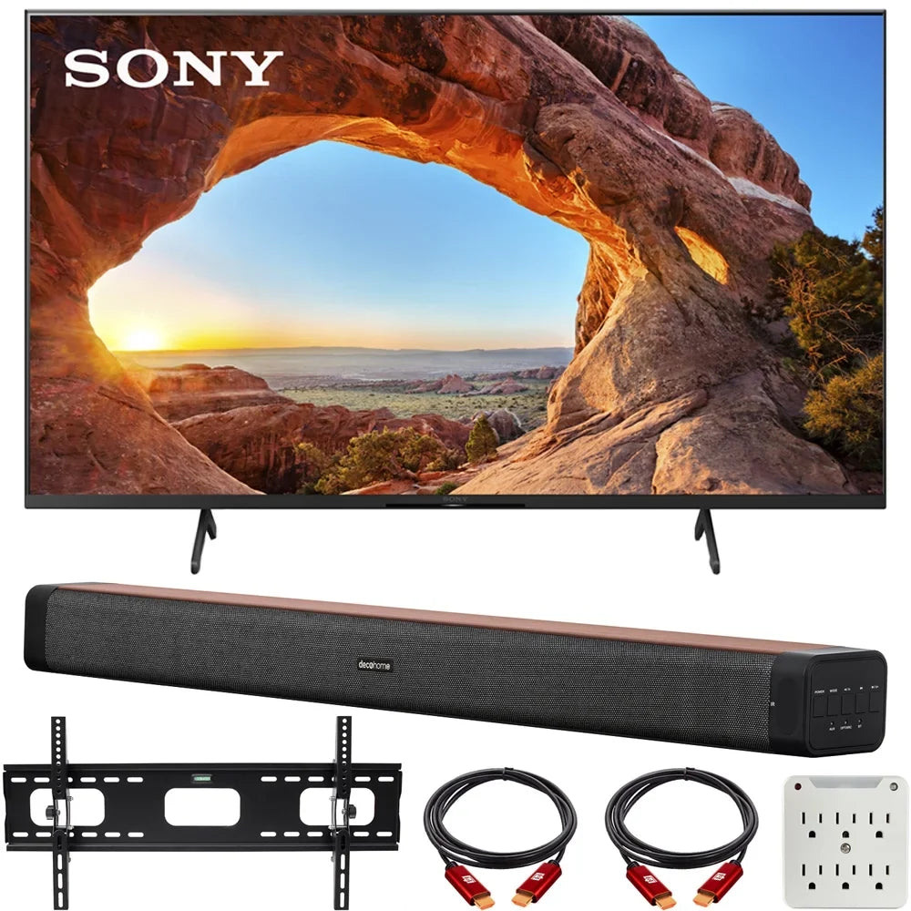 Wall and Ultra Model 37"-70" HD 2.0 2021 4K Deco TV TV LED KD43X85J Adapter Bundle Sony with Smart Home Surge 6-Outlet inch Bracket Bundle Channel 43 60W Mount X85J Soundbar,