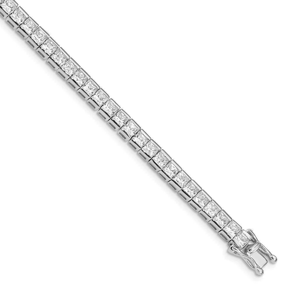 925 Women(L- for 7.5 inch Rhodium Plated Tennis Zirconia Auriga Bracelet 7.5inch) Sterling Silver