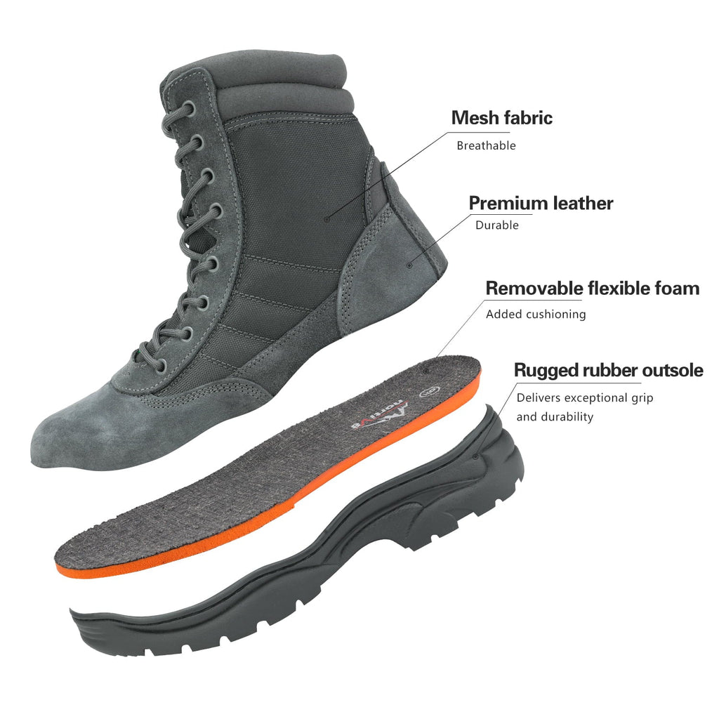 Work (6-8 Leather Side Boots Men's Tactical 8 Motorcycle Combat Inches) Military NORTIV Zipper Boots