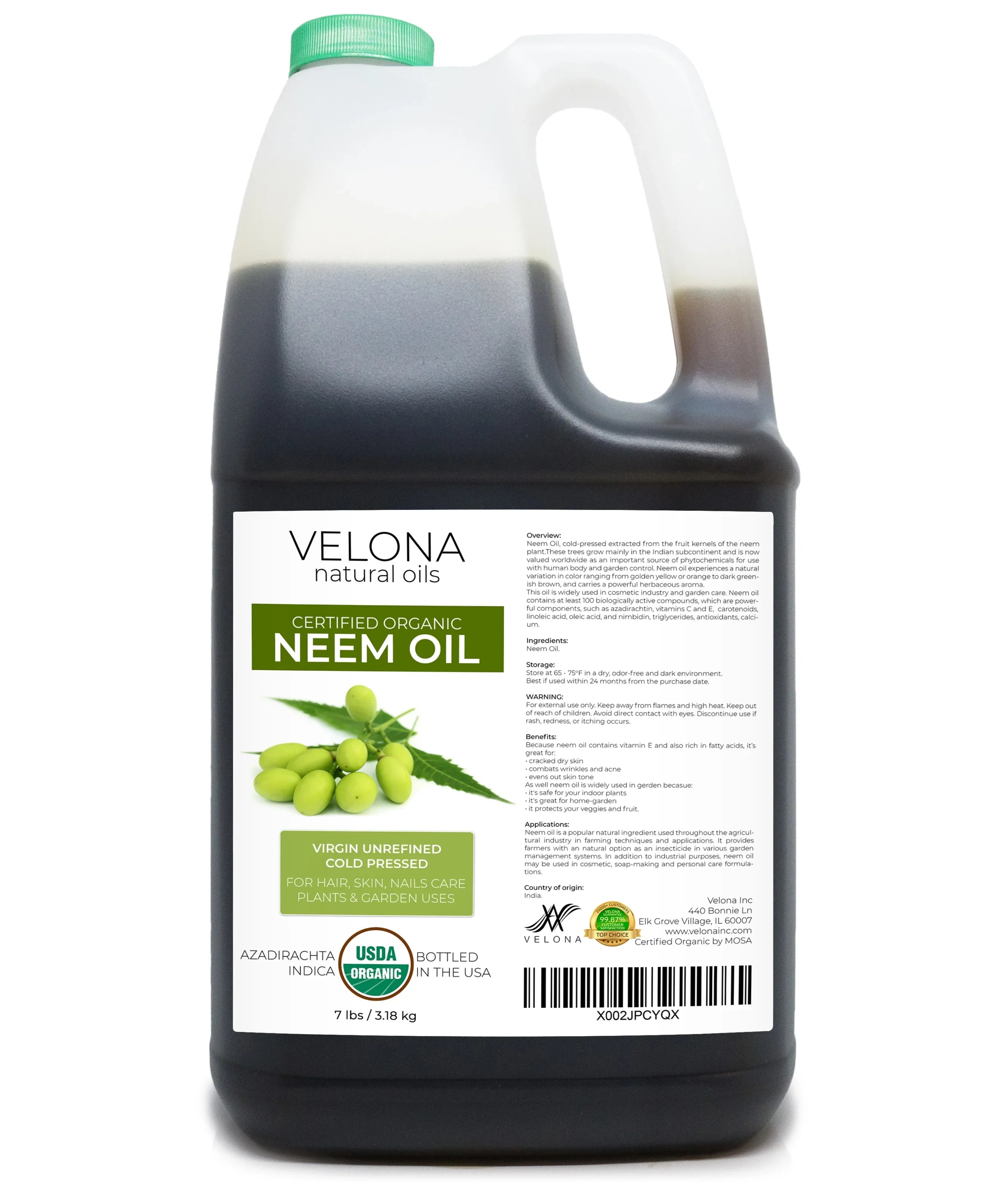 | Cold USDA Pressed Certified Use | Pure lb Care Enjoy Natural Unrefined, Carrier - Body Hair, Organic Skin Today Oil Oil Virgin, Velona - Results | and Neem | and 100% 7