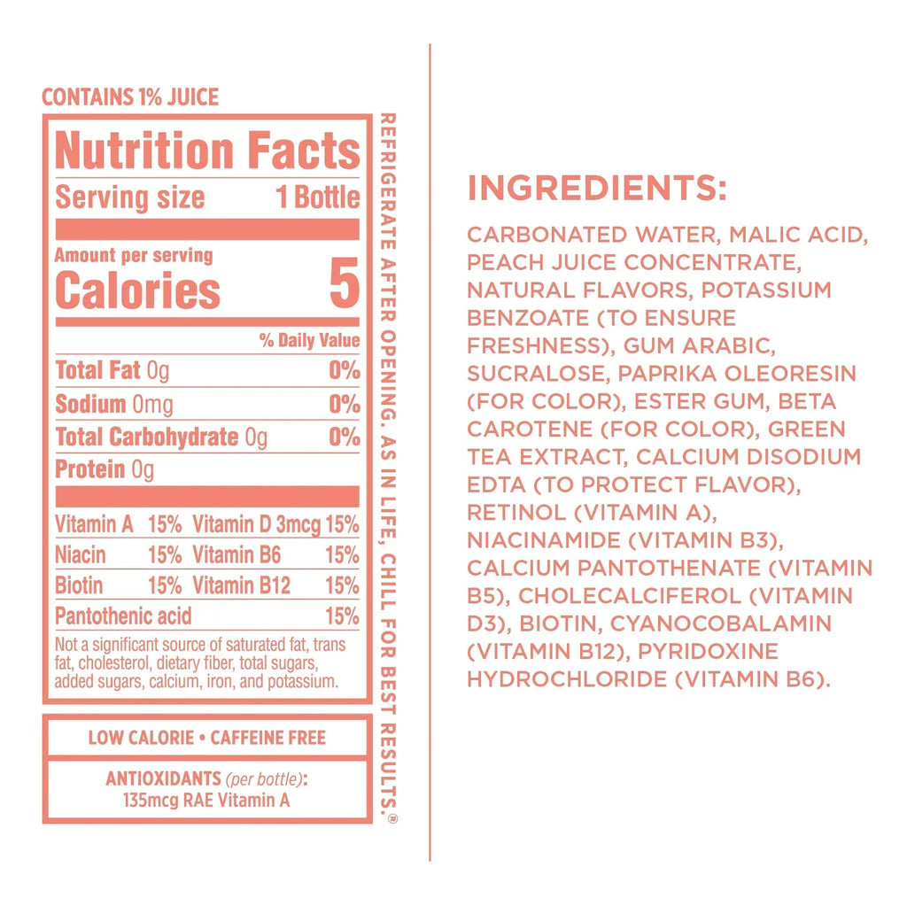 Oz, Ice? 17 Peach Sparkling 12) of Flavored Nectarine Sparkling Naturally (Pack Water, Fl