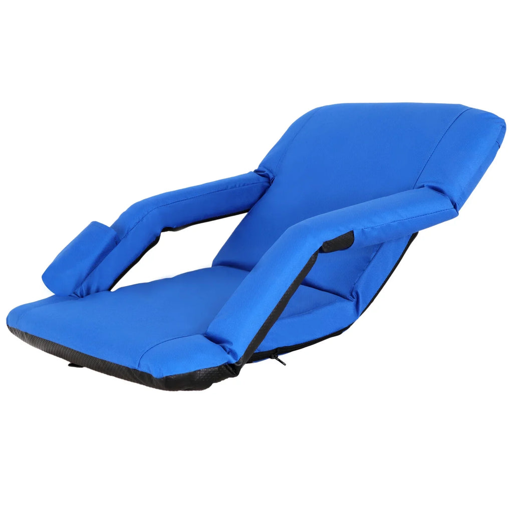 HomGarden Cushion Bleacher, Padded Folding Stadium Seat Chair Blue Portable