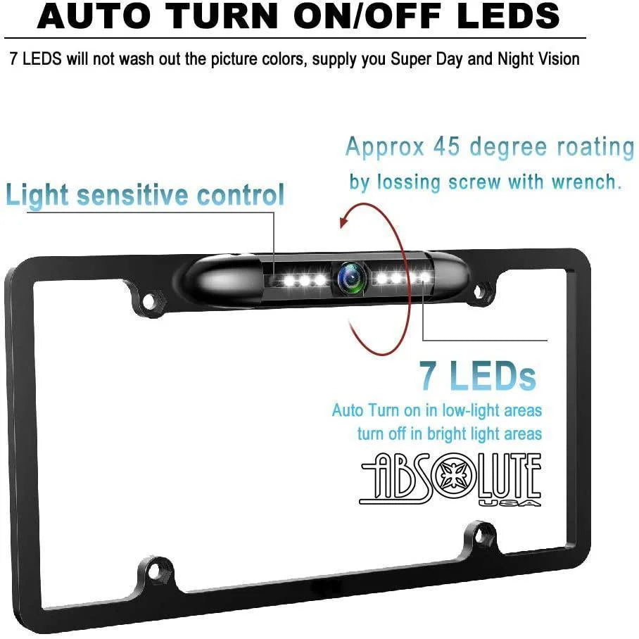 Night Waterproof Camera View 8 LED Universal Absolute CAM2100S Car Reversing Angle Camera, Rear Plate License Backup HD Chrome Viewing Vision 170¡ã License Sensitive Bright Plate High Camera