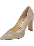 Heel 8 Pointed On Slip Rumor Pumps MISCHKA Dress Block JEWEL BADGLEY Womens Cushioned Beige Toe