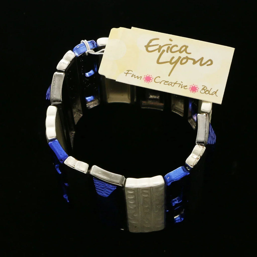 Blue Erica Stretch-Bracelet & Designer Lyons Silver-Tone