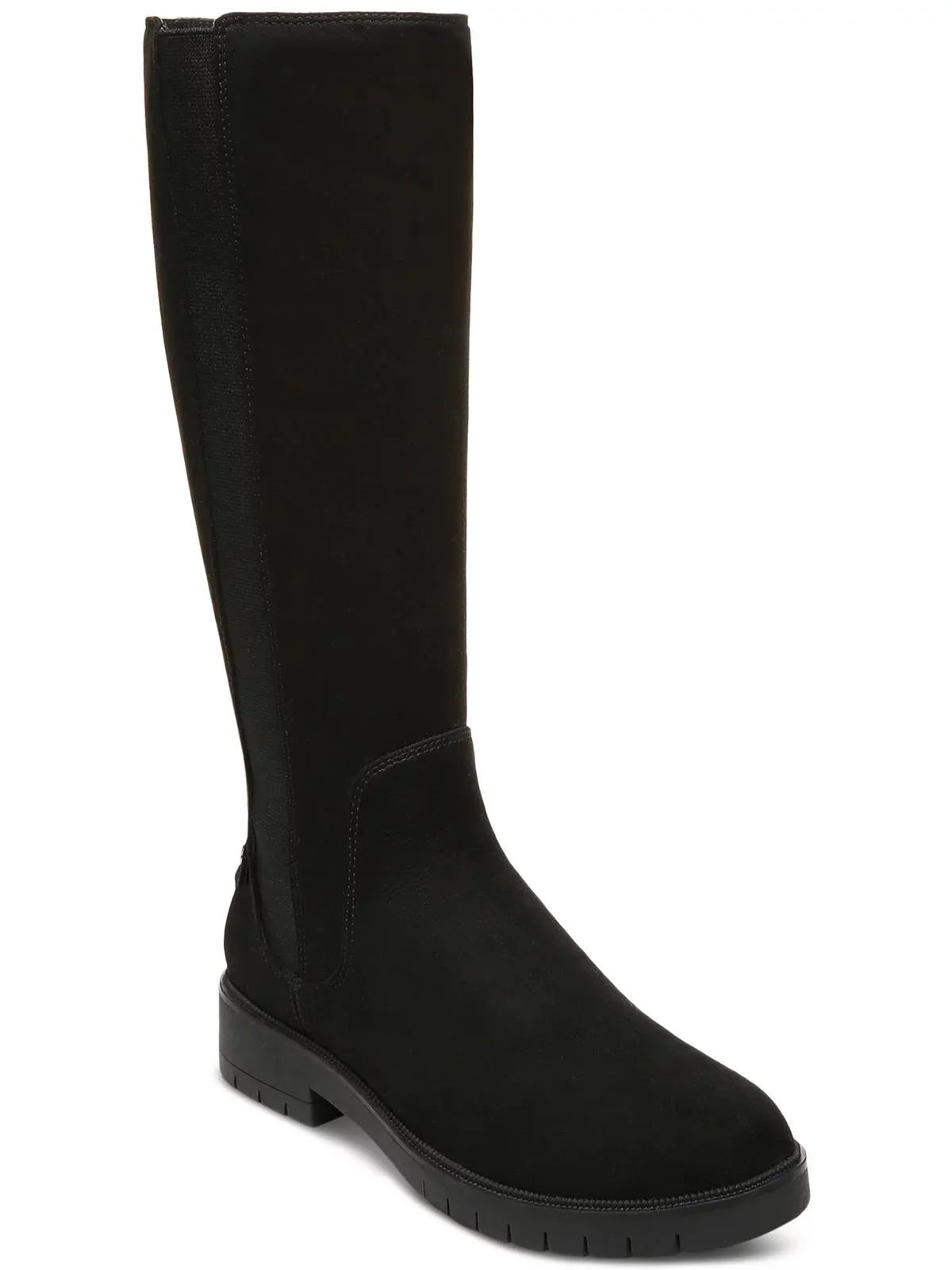 Side Goring Strap Lug Heel Shoes 6 Toe Gwynn Boots Black Zip-Up Sole Womens Round Padded M Block & STYLE Accent COMPANY