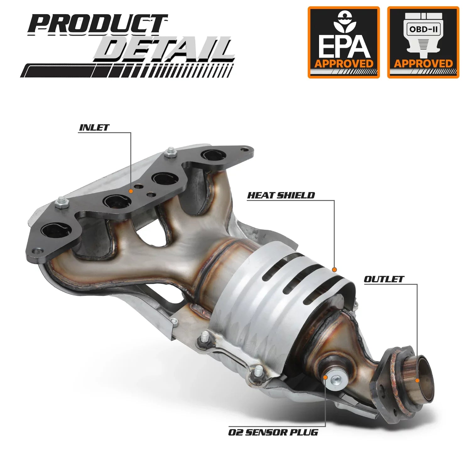 DX Models Heat Honda VX with Shield For with 1.7L Exhaust Catalytic 2001-2005 Civic, Manifold CX Fits Converter LX HX M-AUTO Engine