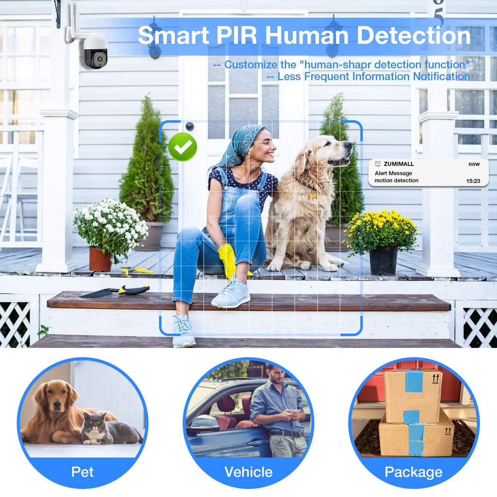 Detection, PTZ Camera, Security Cameras (2.4Ghz Siren, Night WiFi Color Motion Home Camera Plug Vision View, Audio Full Outdoor TOPVISION in) Camera Door 2 2K with 360Â° Way WiFi,