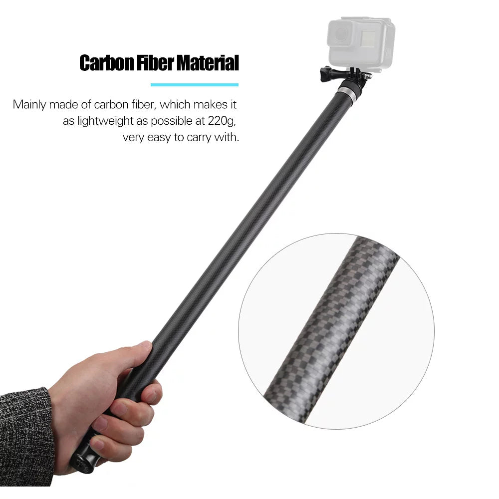 Action Hero Lightweight 10/9/8/7/6/Hero Ultra Carbon Black(2018) for R Fiber Replacement Monopod GoPro Long for Handheld 5 C Selfie OSMO Replacement One Pole Extendable Inch Stick 2.7M/106