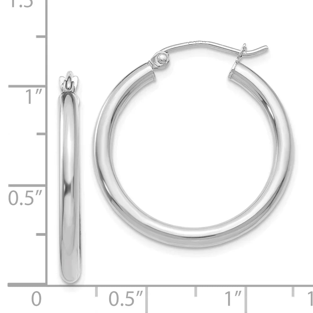 Lightweight Polished 14kt Women and Hoop Men and for Adults White Tube Gold Real Teens; 2.5mm Earrings; for