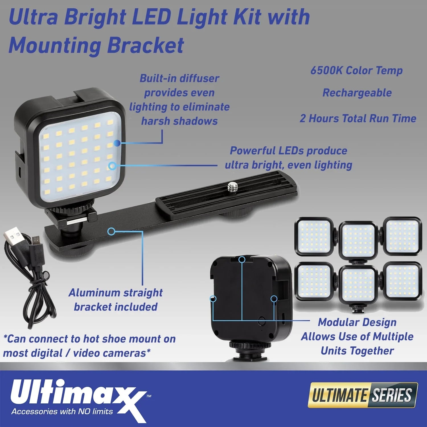 Bundle Ultimaxx with LED Vlog HD Camcorder Light 4K Ultra Video 42MP Camera
