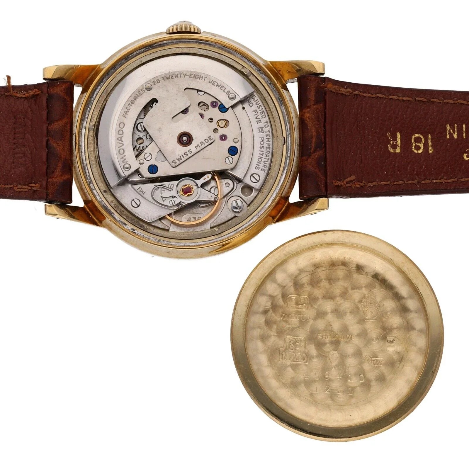 Automatic Gold Yellow 34mm Watch Leather 1231 Chronometre Movado Wrist 18k